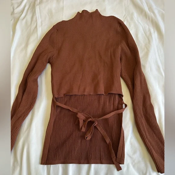 Babaton Aritzia Ambrosia Sculpt Knit Tie-Back Longsleeve - Rich Copper - Medium - Picture 14 of 14